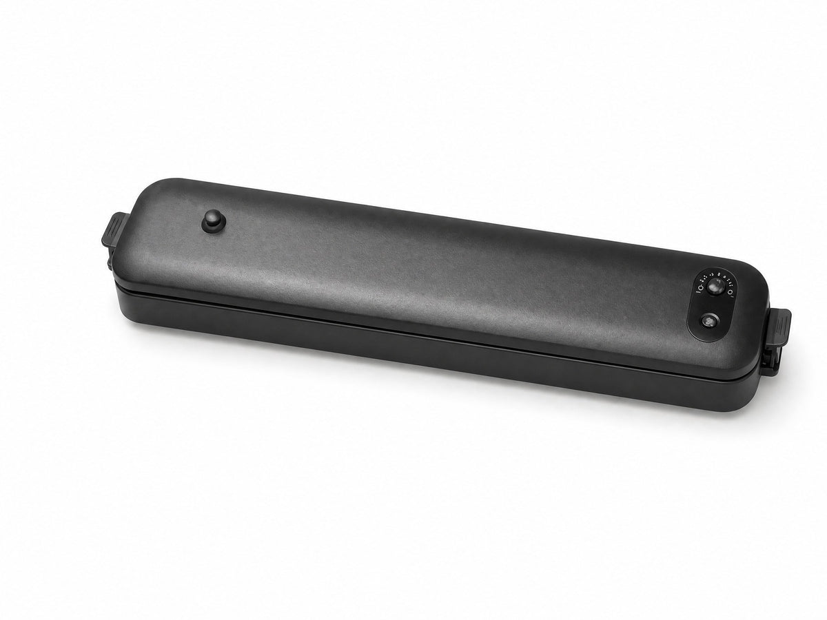 FreshPak vacuum sealer, assembled, on a white background